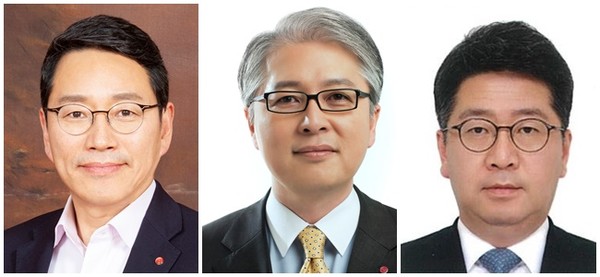 왼쪽부터 조주완 LG전자 사장(CEO), 권봉석 (주)LG 부회장, 하범종 (주)LG 경영지원부문장(CFO) 사장 ⓒLG그룹