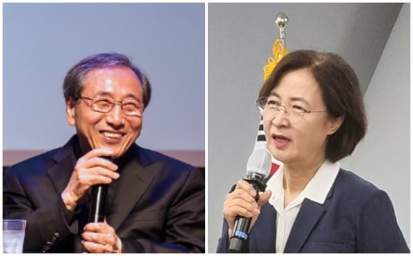 함세웅 신부(왼쪽), 추미애 전 법무부 장관 ⓒ안중군기념사업회 홈페이지 캡처, 연합뉴스