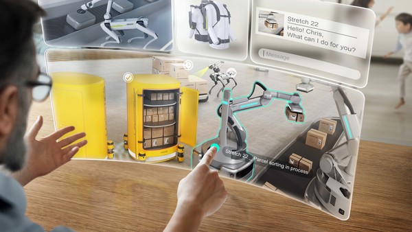 메타버스에 실제와 같은 '디지털 트윈'을 구축하고 로봇을 포함한 모든 기기와 장비들을 연결시켜 공장을 운용, 관리할 수 있는 스마트팩토리(Smart Factory) 연출 이미지. ⓒ현대차그룹