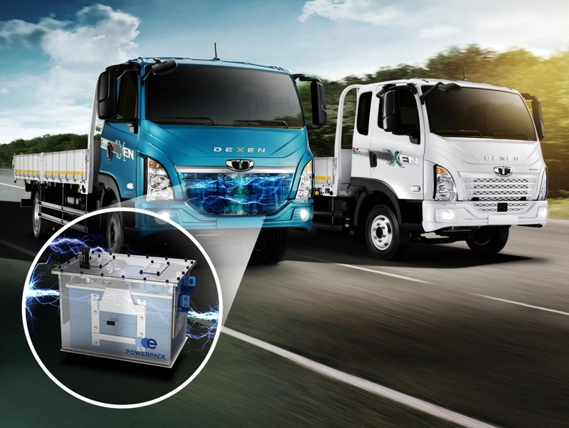HD현대인프라코어의 배터리팩이 탑재될 예정인 타타대우상용차 준중형 트럭 ⓒHD현대인프라코어